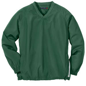 Sport-Tek V-Neck Raglan Wind Shirt - Dark/All Green, Forest