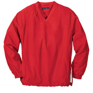 Sport-Tek V-Neck Raglan Wind Shirt - Dark/All Red, True