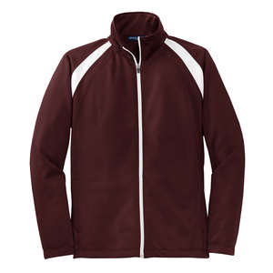 Sport-Tek Tricot Track Jacket - Dark/All Maroon/White