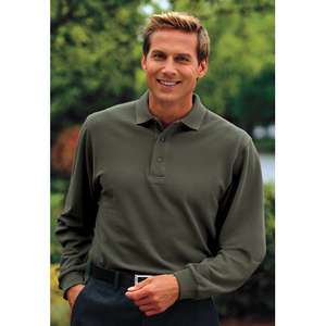 Port Authority Long Sleeve Pique Knit Sport Shirt - Dark/All 