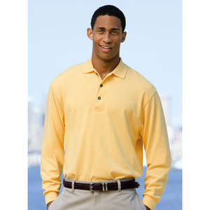 Port Authority Long Sleeve Pique Knit Sport Shirt - Dark/All 