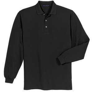 Port Authority Long Sleeve Pique Knit Sport Shirt - Dark/All Black