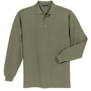 Port Authority Long Sleeve Pique Knit Sport Shirt - Dark/All Olive, Faded 