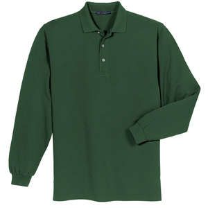 Port Authority Long Sleeve Pique Knit Sport Shirt - Dark/All Green, Dark