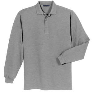 Port Authority Long Sleeve Pique Knit Sport Shirt - Dark/All Gray, Oxford