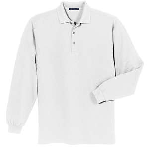 Port Authority Long Sleeve Pique Knit Sport Shirt - Dark/All White