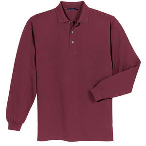 Port Authority Long Sleeve Pique Knit Sport Shirt - Dark/All Wine