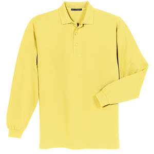 Port Authority Long Sleeve Pique Knit Sport Shirt - Dark/All Yellow