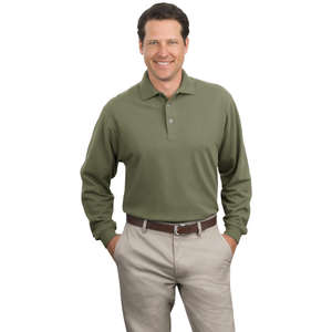 Port Authority Long Sleeve Pique Knit Sport Shirt - Dark/All 