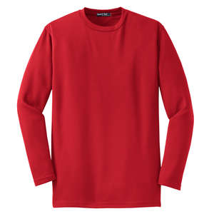 Sport-Tek Dri-Mesh Long Sleeve T-Shirt - Dark/All Red