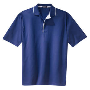 Sport-Tek Dri-Mesh Sport Shirt with Tipped Collar and Piping - Dark/All Blue, Royal/White