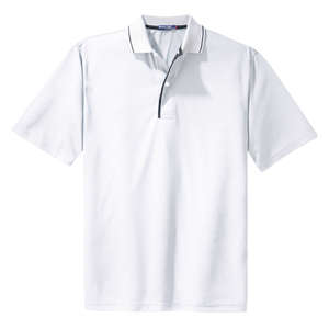 Sport-Tek Dri-Mesh Sport Shirt with Tipped Collar and Piping - Dark/All White/Black
