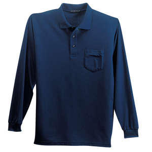 Port Authority Long Sleeve Silk Touch Sport Shirt with Pocket - Dark/All Blue, Navy