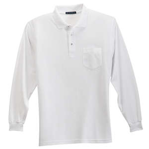 Port Authority Long Sleeve Silk Touch Sport Shirt with Pocket - Dark/All White