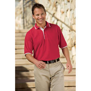 Port Authority Silk Touch Sport Shirt with Stripe Trim - Dark/All