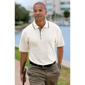 Port Authority Silk Touch Sport Shirt with Stripe Trim - Dark/All