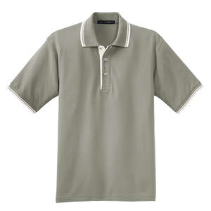 Port Authority Silk Touch Sport Shirt with Stripe Trim - Dark/All Green, Moss/White, Winter