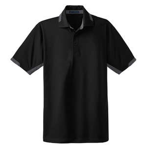 Port Authority Dry Zone Colorblock Ottoman Sport Shirt - Dark/All Black/Gray