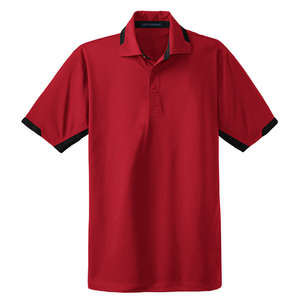 Port Authority Dry Zone Colorblock Ottoman Sport Shirt - Dark/All Red/Black