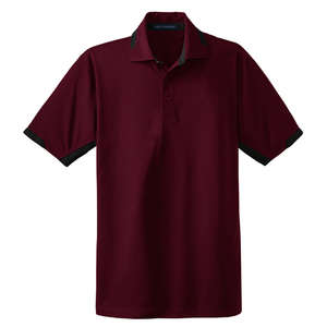 Port Authority Dry Zone Colorblock Ottoman Sport Shirt - Dark/All Maroon/Black
