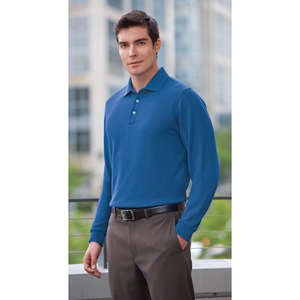Port Authority Long Sleeve EZCotton Pique Sport Shirt - Dark/All