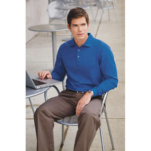 Port Authority Long Sleeve EZCotton Pique Sport Shirt - Dark/All
