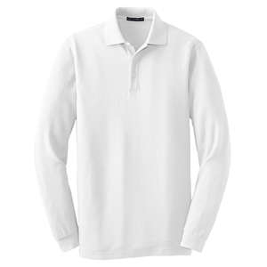 Port Authority Long Sleeve EZCotton Pique Sport Shirt - Dark/All White