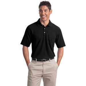 Custom Promotional Port Authority EZCotton Pique Pocket Sport Shirt - Dark/All
