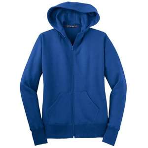 Sport-Tek Ladies Full-Zip Hooded Fleece Jacket - Dark/All Blue, Royal
