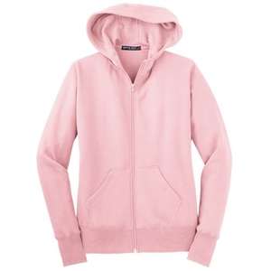 Sport-Tek Ladies Full-Zip Hooded Fleece Jacket - Dark/All Pink