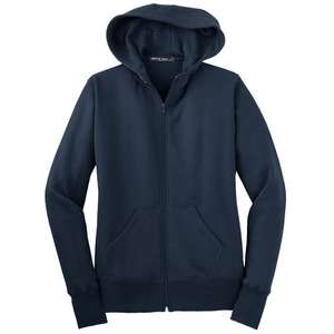 Sport-Tek Ladies Full-Zip Hooded Fleece Jacket - Dark/All Blue, Navy
