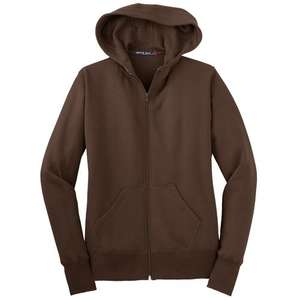 Sport-Tek Ladies Full-Zip Hooded Fleece Jacket - Dark/All Brown
