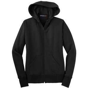 Sport-Tek Ladies Full-Zip Hooded Fleece Jacket - Dark/All Black