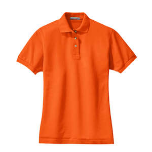 Port Authority Ladies Pique Knit Sport Shirt - Dark/All Orange