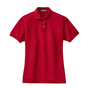 Port Authority Ladies Pique Knit Sport Shirt - Dark/All Red