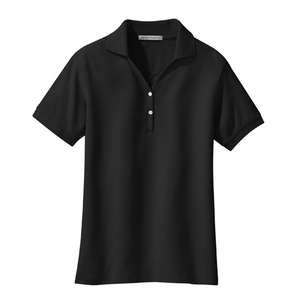Port Authority Ladies 100% Pima Cotton Sport Shirt - Dark/All Black