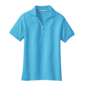 Port Authority Ladies 100% Pima Cotton Sport Shirt - Dark/All Blue, Surf
