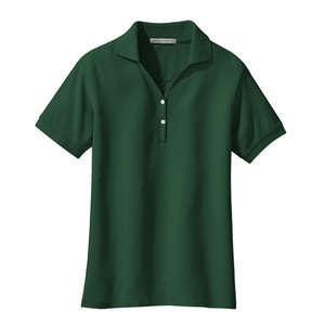 Port Authority Ladies 100% Pima Cotton Sport Shirt - Dark/All Green, Dark