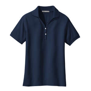 Port Authority Ladies 100% Pima Cotton Sport Shirt - Dark/All Blue, Navy
