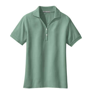 Port Authority Ladies 100% Pima Cotton Sport Shirt - Dark/All Green, Seafoam