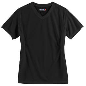 Sport-Tek Dri-Mesh Ladies V-Neck T-Shirt - Dark/All Black
