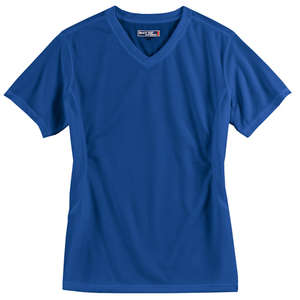 Sport-Tek Dri-Mesh Ladies V-Neck T-Shirt - Dark/All Blue, Royal
