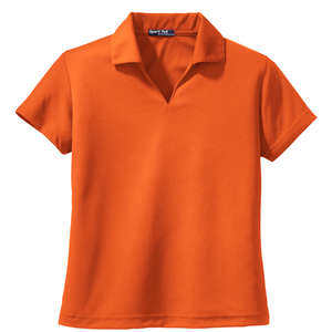 Sport-Tek Ladies Dri-Mesh V-Neck Sport Shirt - Dark/All Orange, Bright