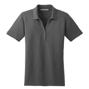 Port Authority Ladies Performance Waffle Mesh Sport Shirt - Dark/All Smoke, Dark