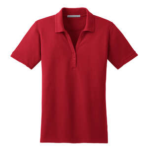 Port Authority Ladies Performance Waffle Mesh Sport Shirt - Dark/All Red, Engine