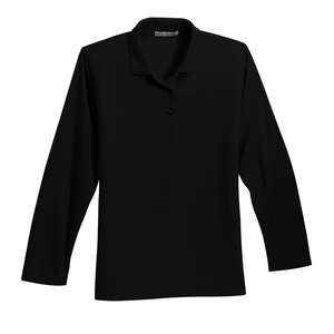 Port Authority Ladies Long Sleeve Silk Touch Sport Shirt - Dark/All Black
