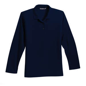 Port Authority Ladies Long Sleeve Silk Touch Sport Shirt - Dark/All Blue, Navy