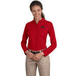Promotional Ladies Golf & Polo Shirts - Port Authority Ladies Long Sleeve Silk Touch Sport Shirt - Dark/All