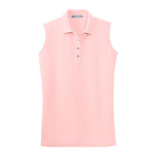 Port Authority Ladies Silk Touch Sleeveless Sport Shirt - Dark/All Pink, Light