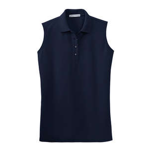 Port Authority Ladies Silk Touch Sleeveless Sport Shirt - Dark/All Blue, Navy